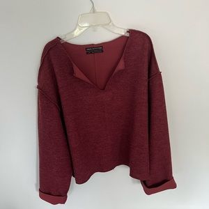 Urban Outfitters Raw Edge Box Sweater - Maroon